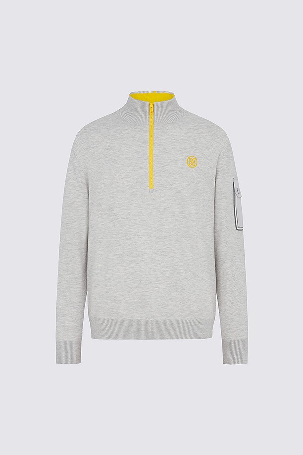 WINDPROOF CREWNECK SWEATER(MEN)					 					 					_GREY-a
