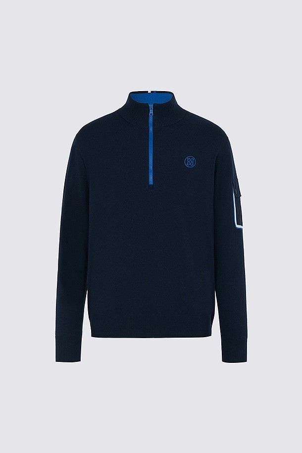 WINDPROOF CREWNECK SWEATER(MEN)					 					 					_NAVY-a