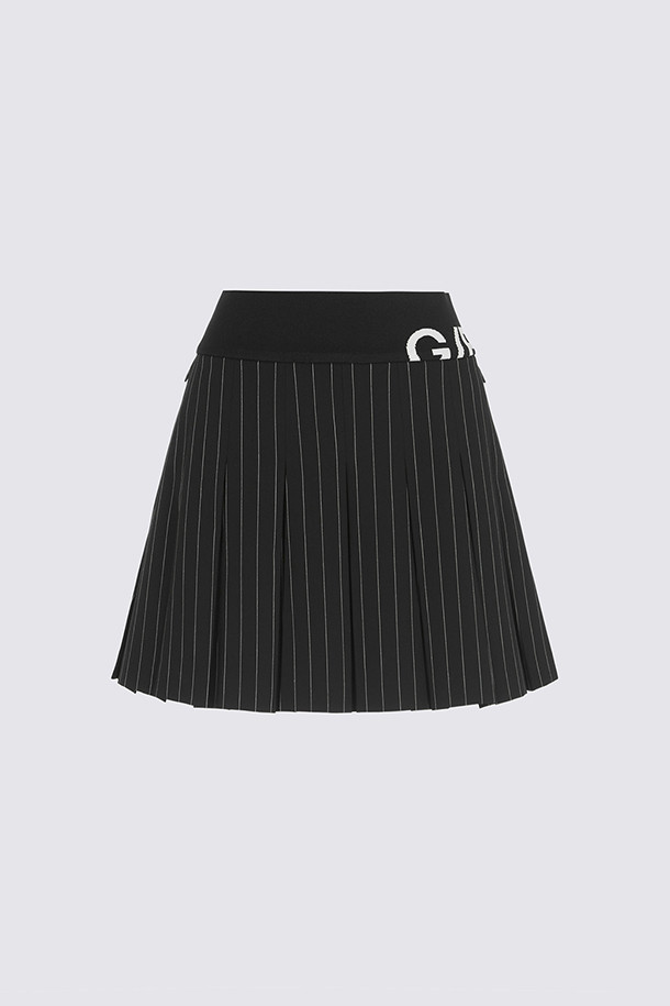 STRIPED PLEATED SKIRT(WOMEN)_BLACK-a