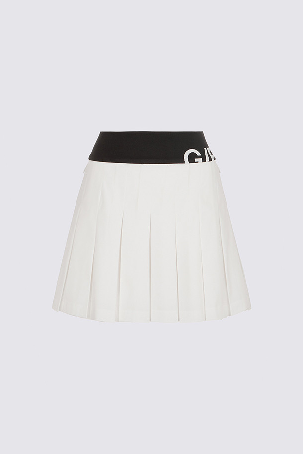 STRIPED PLEATED SKIRT(WOMEN)_WHITE-a