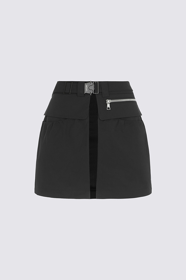 LAYERED WRAP SKIRT(WOMEN)_BLACK-a