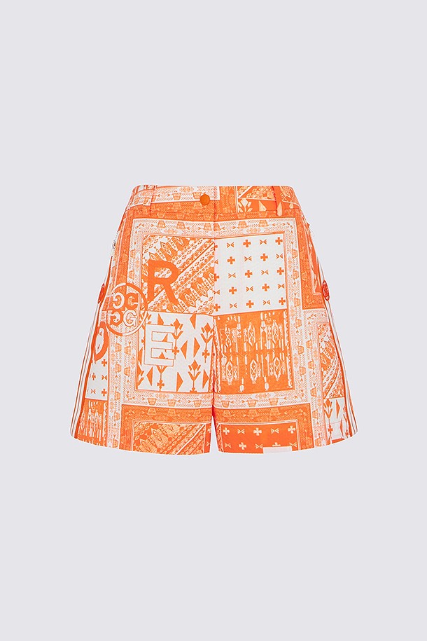 SEERSUCKER PRINTED SHORT(WOMEN)					 					 					_ORANGE-a