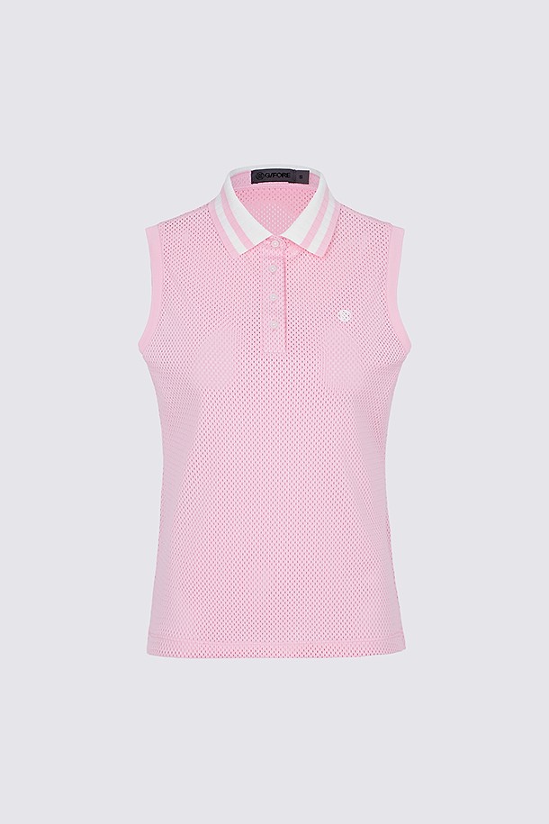 지포어-WOMEN APPAREL-MESH SLEEVELESS SLIM POLO(WOMEN)
