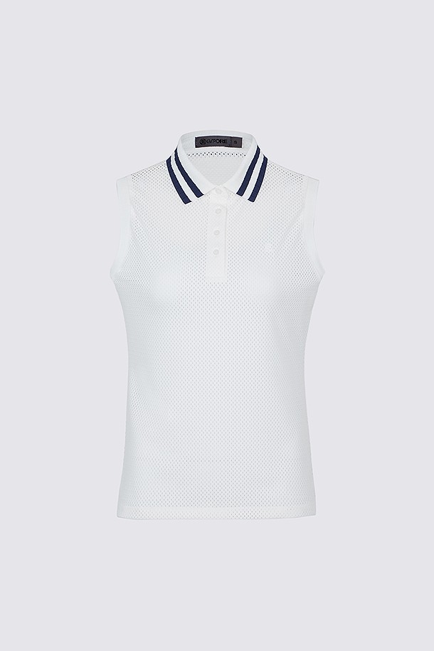 지포어-WOMEN APPAREL-MESH SLEEVELESS SLIM POLO(WOMEN)
