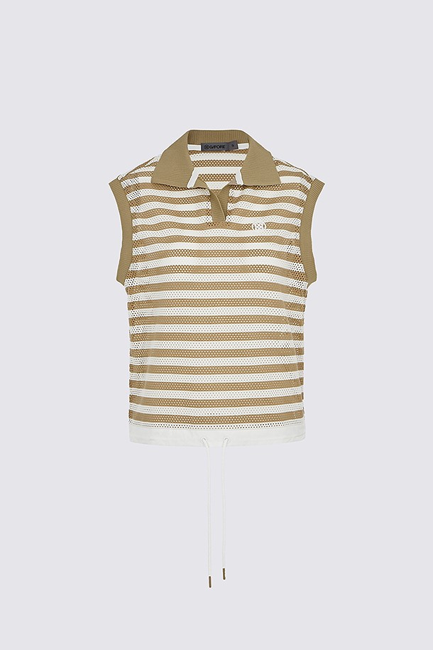 지포어-WOMEN APPAREL-MESH STRIPED SLEEVELESS(WOMEN)					 					 					