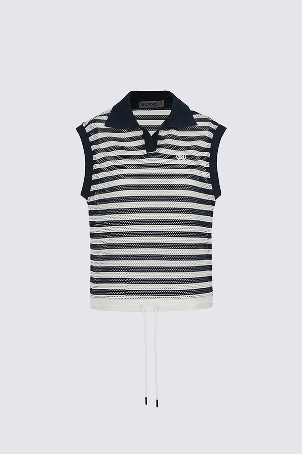 지포어-WOMEN APPAREL-MESH STRIPED SLEEVELESS(WOMEN)					 					 					