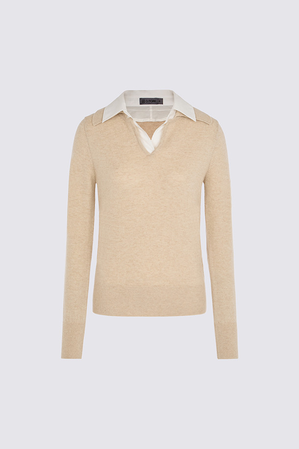 지포어-WOMEN APPAREL-HYBRID POLO SWEATER (WOMEN)