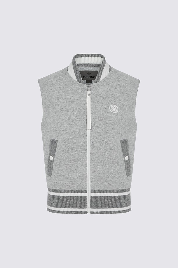 CASHMERE FULL ZIP VEST(WOMEN)					 					 					_GREY-a