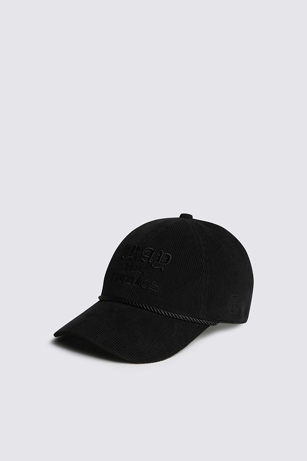 CORDUROY SLOGAN CAP_BLACK-a