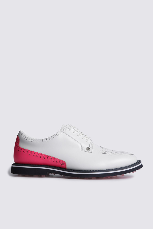 GALLIVANTER SMOOTH LEATHER PERF BROGUE GOLF SHOE(MEN) _WHITE-a