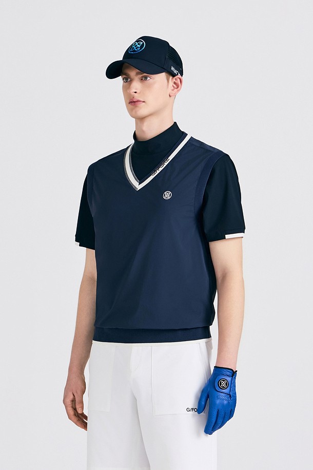 지포어-MEN APPAREL-WOVEN V-NECK VEST (MEN)					 					 					