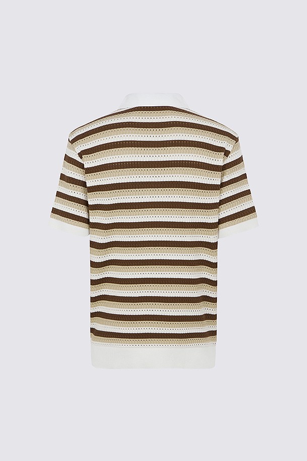 지포어-MEN APPAREL-CROCHET STRIPED POLO(MEN)