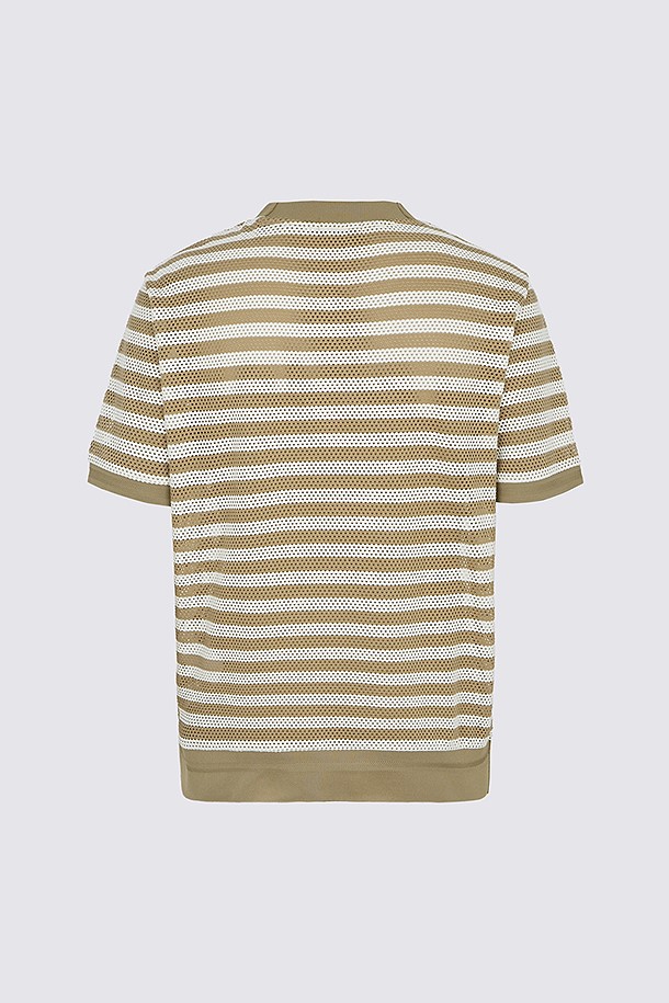 지포어-MEN APPAREL-MESH STRIPED T-SHIRT(MEN)					 					 					