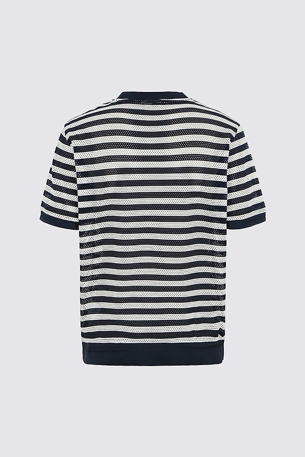 지포어-MEN APPAREL-MESH STRIPED T-SHIRT(MEN)					 					 					