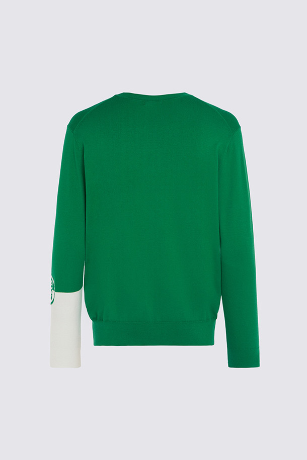 지포어-MEN APPAREL-SLEEVE COLOR POINT ROUND NECK KNIT PULLOVER (MEN)