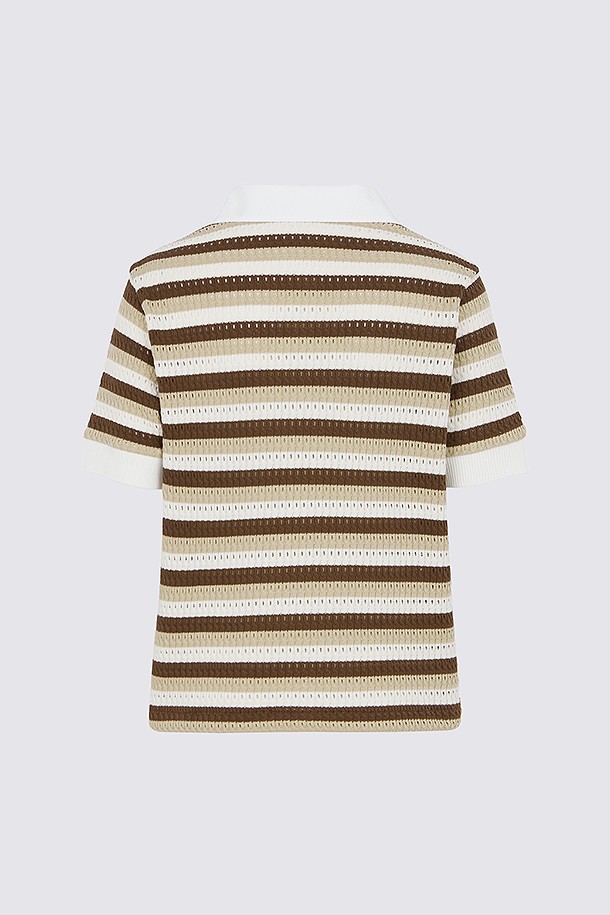 지포어-WOMEN APPAREL-CROCHET STRIPED POLO(WOMEN)