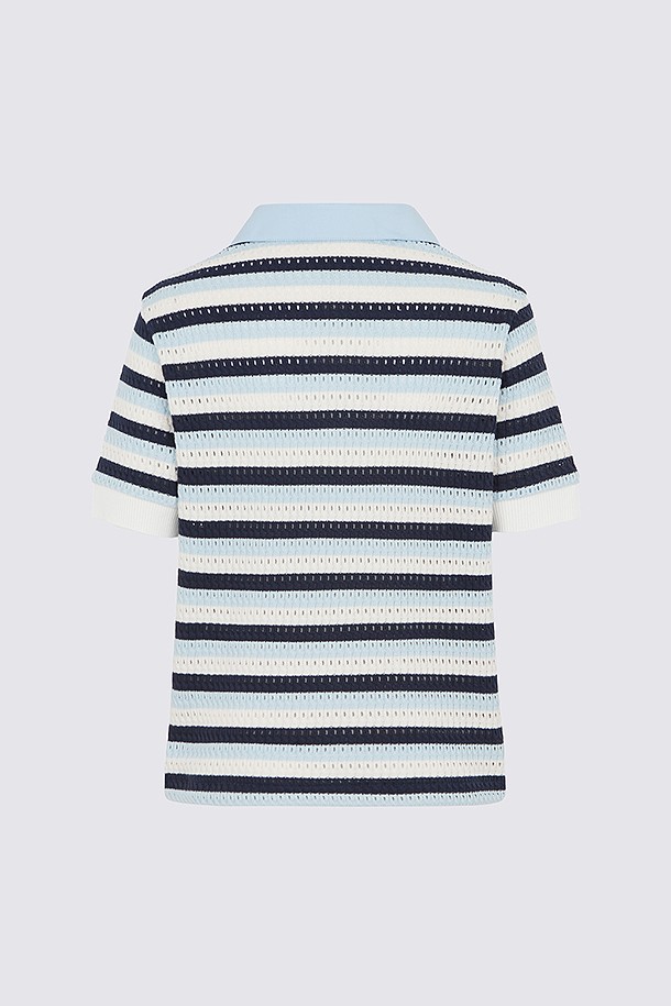 지포어-WOMEN APPAREL-CROCHET STRIPED POLO(WOMEN)