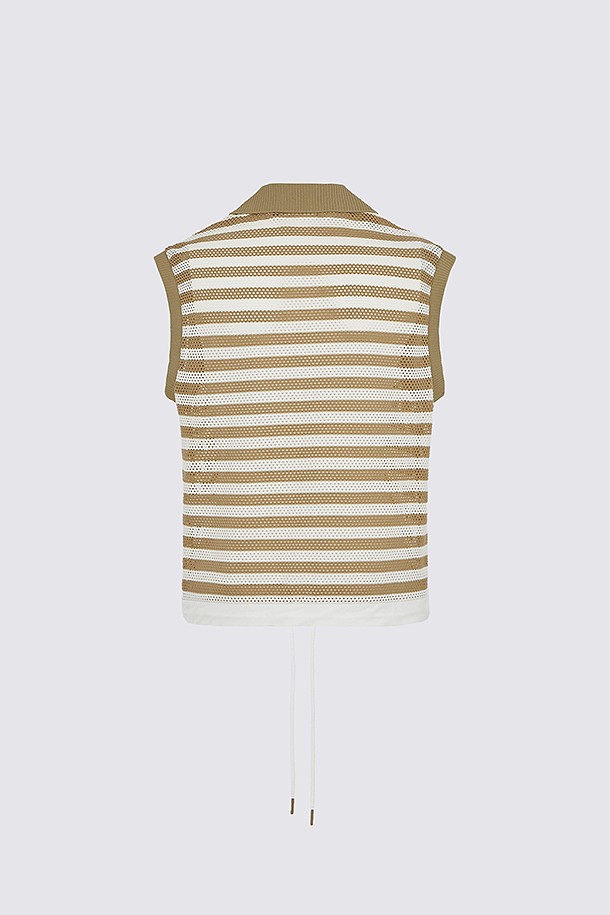 지포어-WOMEN APPAREL-MESH STRIPED SLEEVELESS(WOMEN)					 					 					