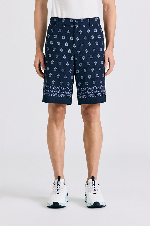 PAISLEY PRINT SEERSUCKER SHORTS(MEN)					 					 					_NAVY-a