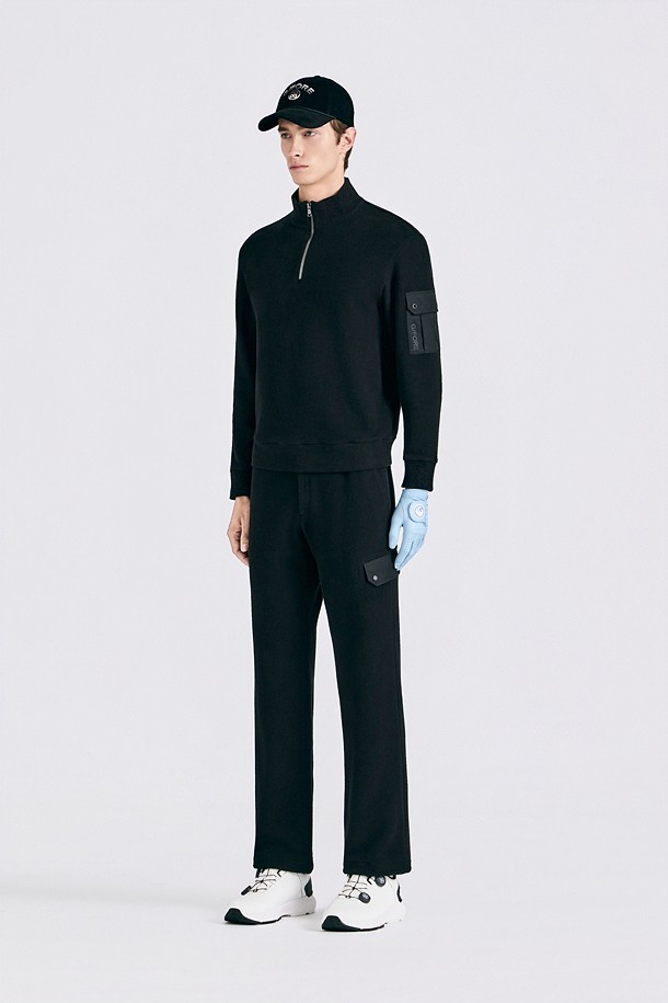 HALFZIP SET-UP PULLOVER(MEN)					 					 					_BLACK-a