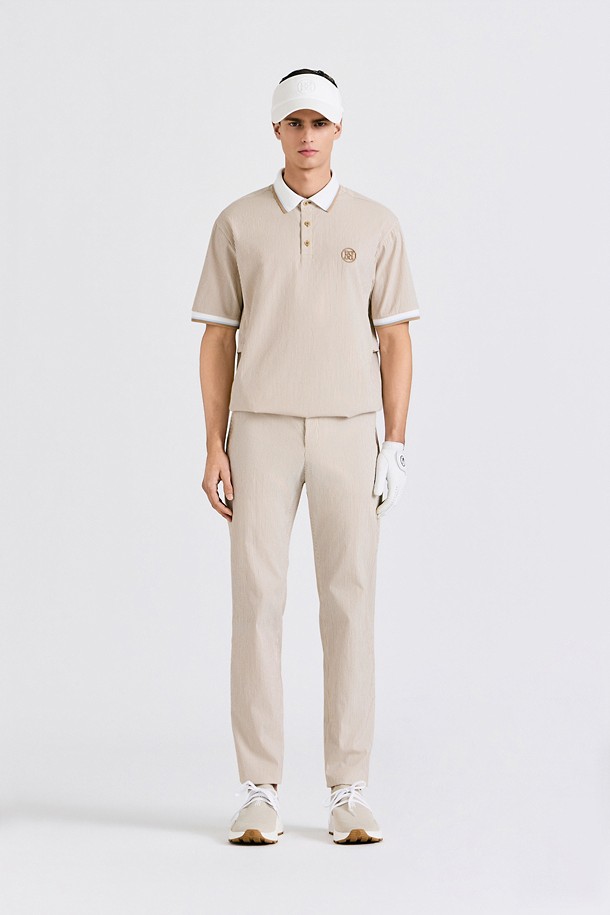 WOVEN SEERSUCKER POLO(MEN)					 					 					_BEIGE-a
