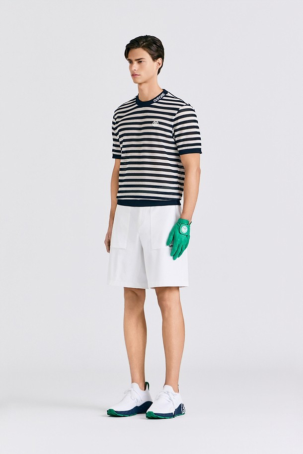 MESH STRIPED T-SHIRT(MEN)					 					 					_NAVY-a
