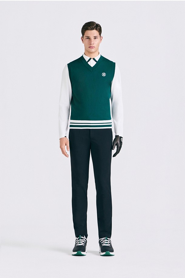 KNIT V-NECK VEST(MEN)					 					 					_GREEN-a