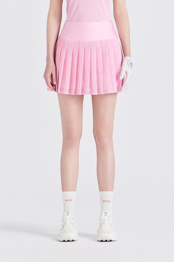 MESH PLEATED SKORT(WOMEN)_PINK-a
