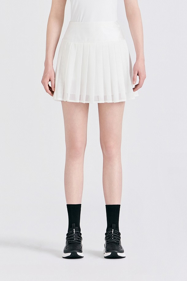 MESH PLEATED SKORT(WOMEN)_WHITE-a
