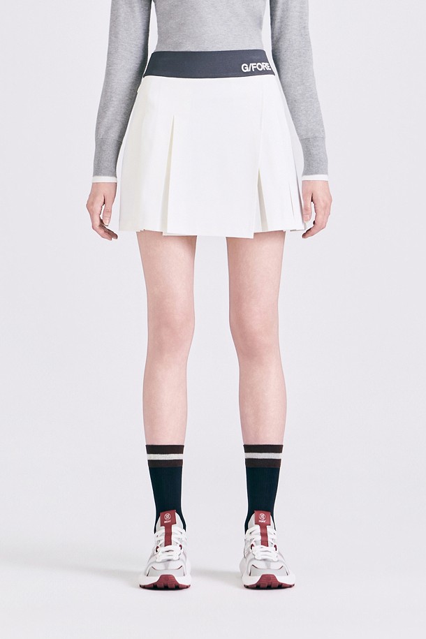 ELASTIC WAIST SKORT(WOMEN)					 					 					_IVORY-a