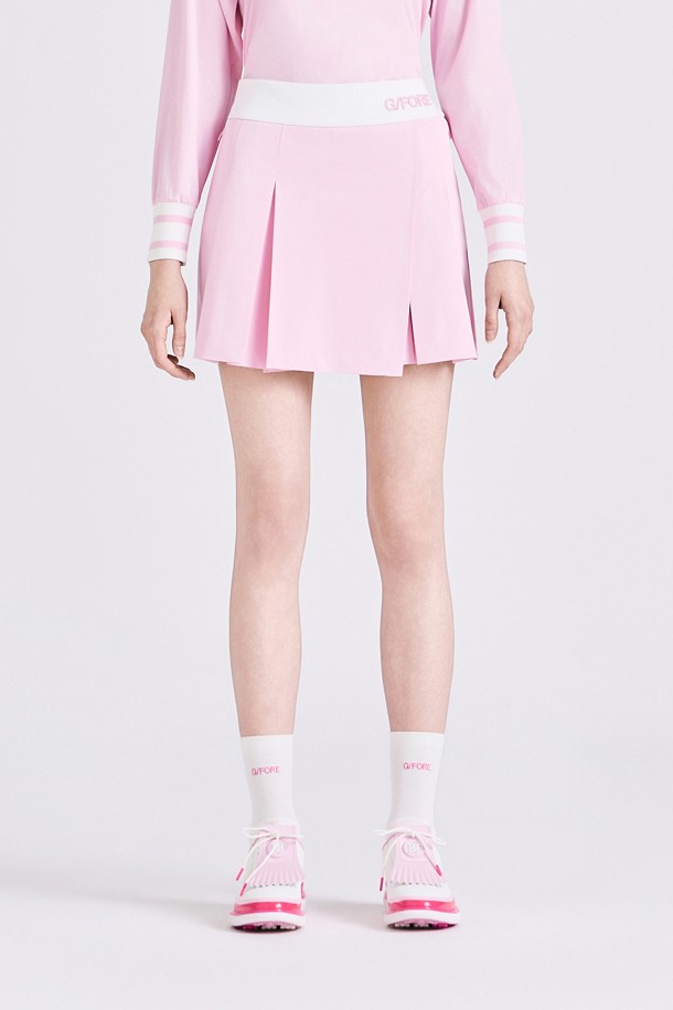 ELASTIC WAIST SKORT(WOMEN)					 					 					_PINK-a
