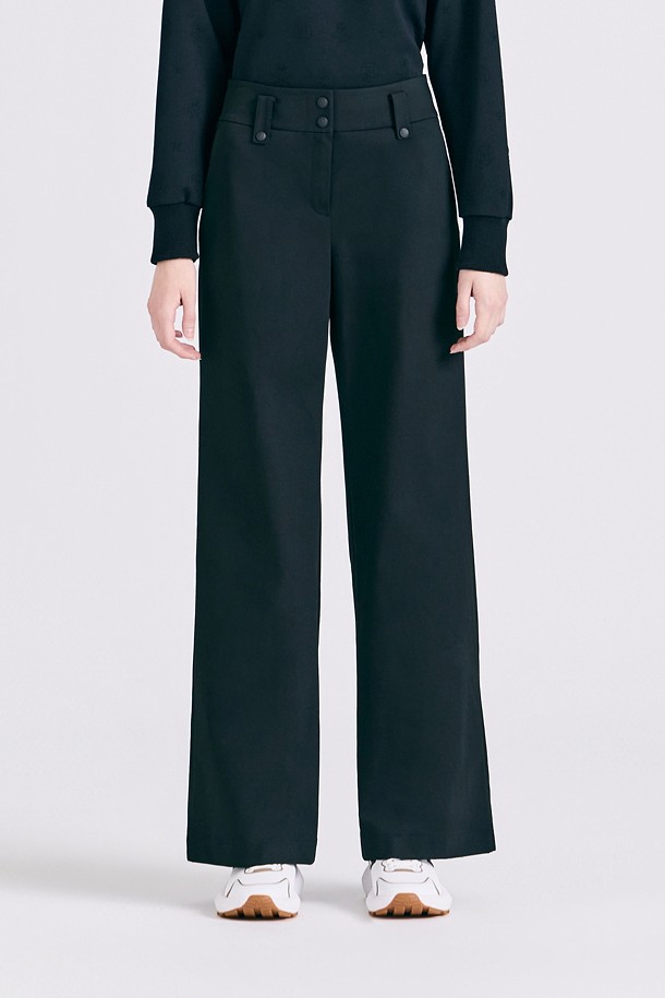LEATHER TAB WIDE LEG PANT(WOMEN)					 					 					_BLACK-a
