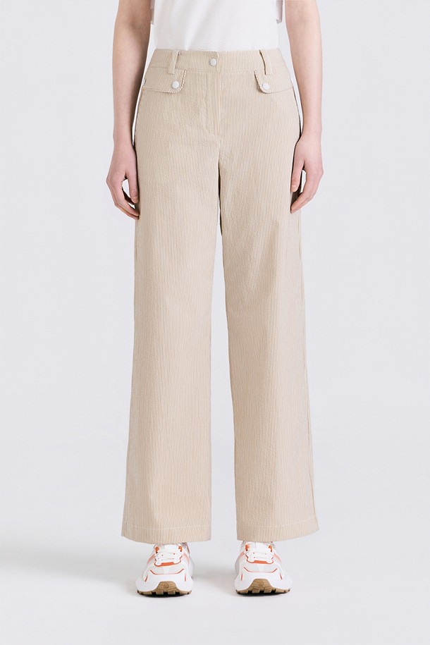 SEERSUCKER WIDE LEG PANT(WOMEN)_BEIGE-a