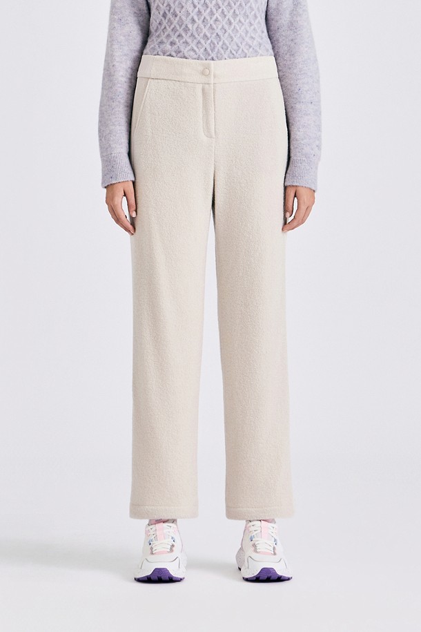 BOUCLÉ WIDE LEG PANT(WOMEN)					 					 					_IVORY-a