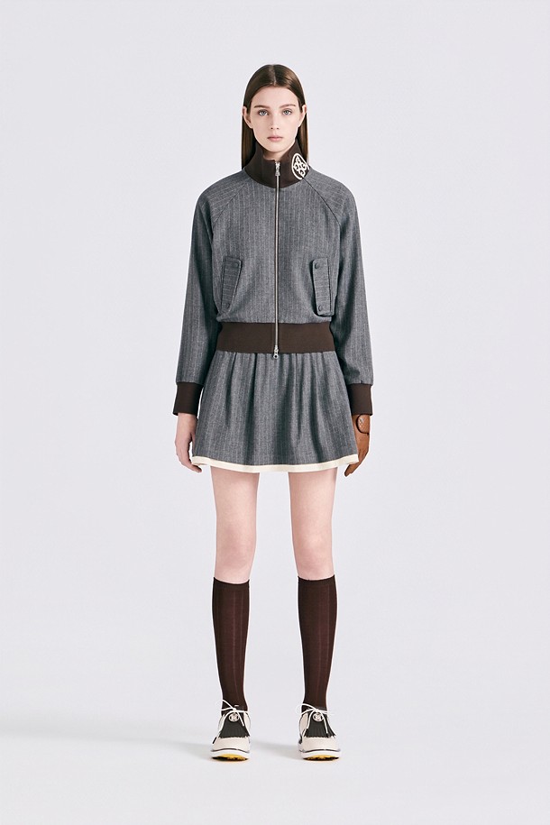 STRIPED BOMBER JACKET (WOMEN)_GREY-a