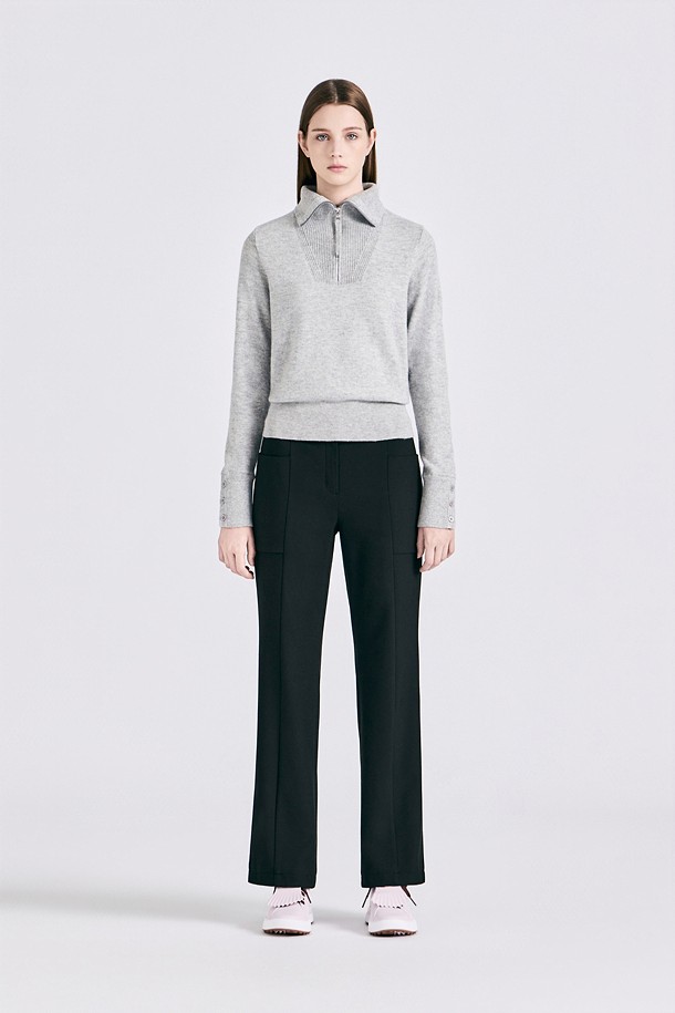 CASHMERE QUARTER ZIP SWEATER(WOMEN)					 					 					_GREY-a