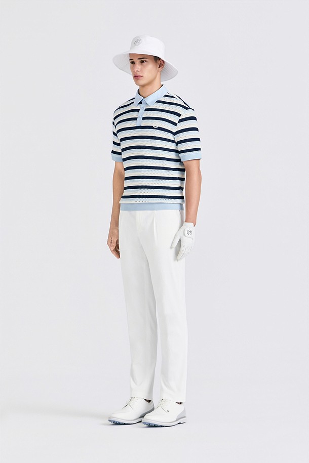 지포어-MEN APPAREL-CROCHET STRIPED POLO(MEN)