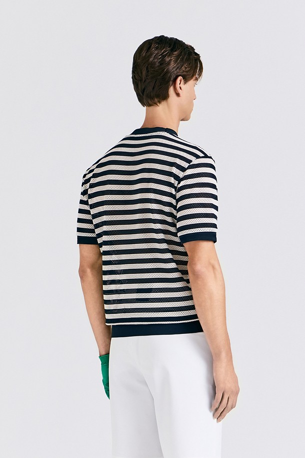 지포어-MEN APPAREL-MESH STRIPED T-SHIRT(MEN)					 					 					