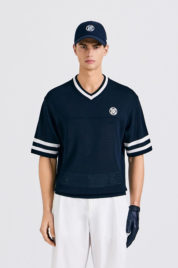 지포어-MEN APPAREL-CROCHET V-NECK KNIT(MEN)					 					 					