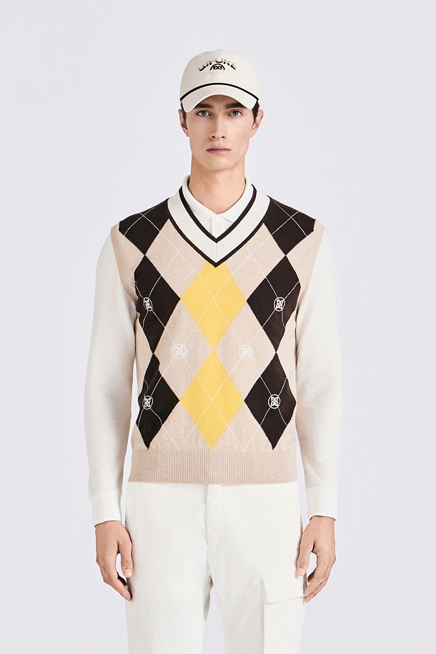 지포어-MEN APPAREL-ARGYLE PATTERN KNIT VEST(MEN)					 					 					