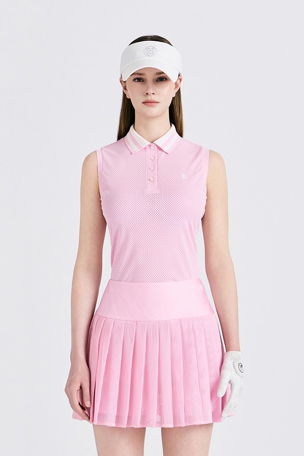 지포어-WOMEN APPAREL-MESH SLEEVELESS SLIM POLO(WOMEN)