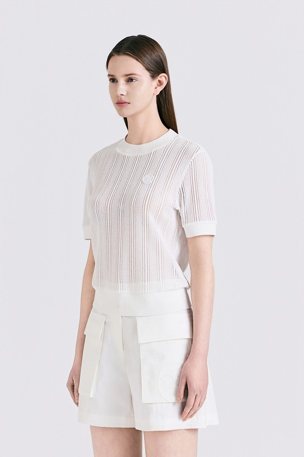 지포어-WOMEN APPAREL-LACE ROUND T-SHIRT(WOMEN)					 					 					