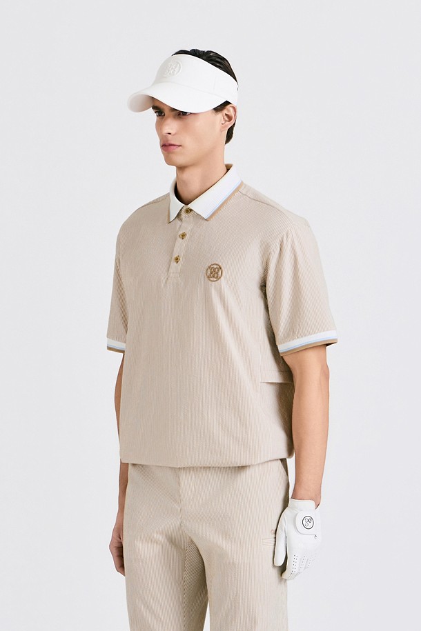 지포어-MEN APPAREL-WOVEN SEERSUCKER POLO(MEN)					 					 					