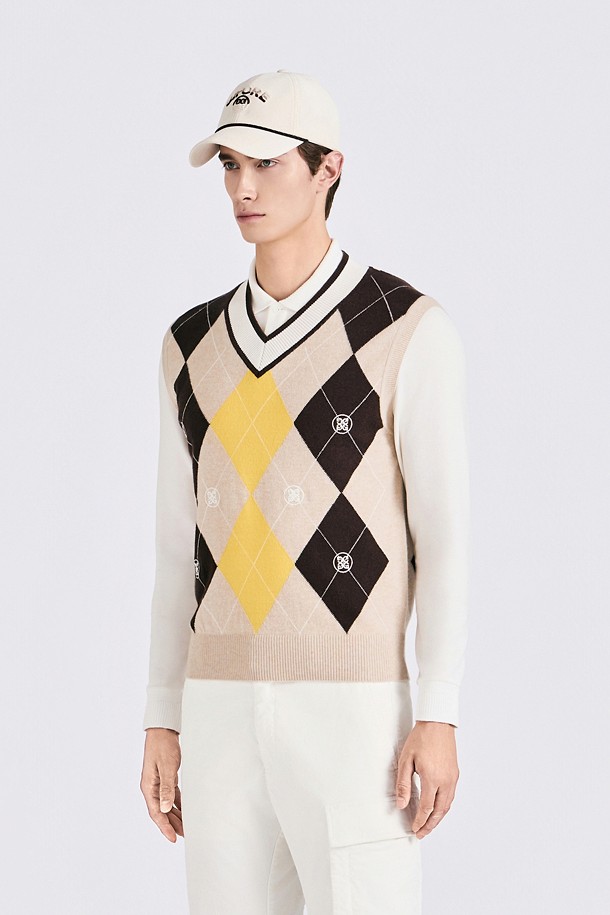 지포어-MEN APPAREL-ARGYLE PATTERN KNIT VEST(MEN)					 					 					