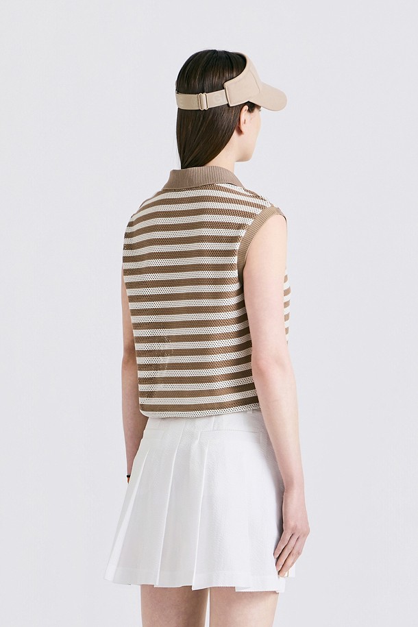 지포어-WOMEN APPAREL-MESH STRIPED SLEEVELESS(WOMEN)					 					 					