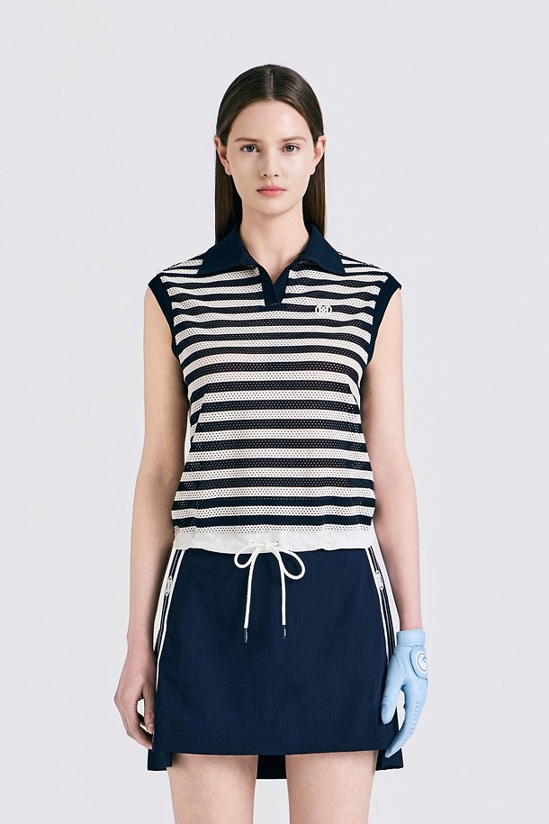 지포어-WOMEN APPAREL-MESH STRIPED SLEEVELESS(WOMEN)					 					 					