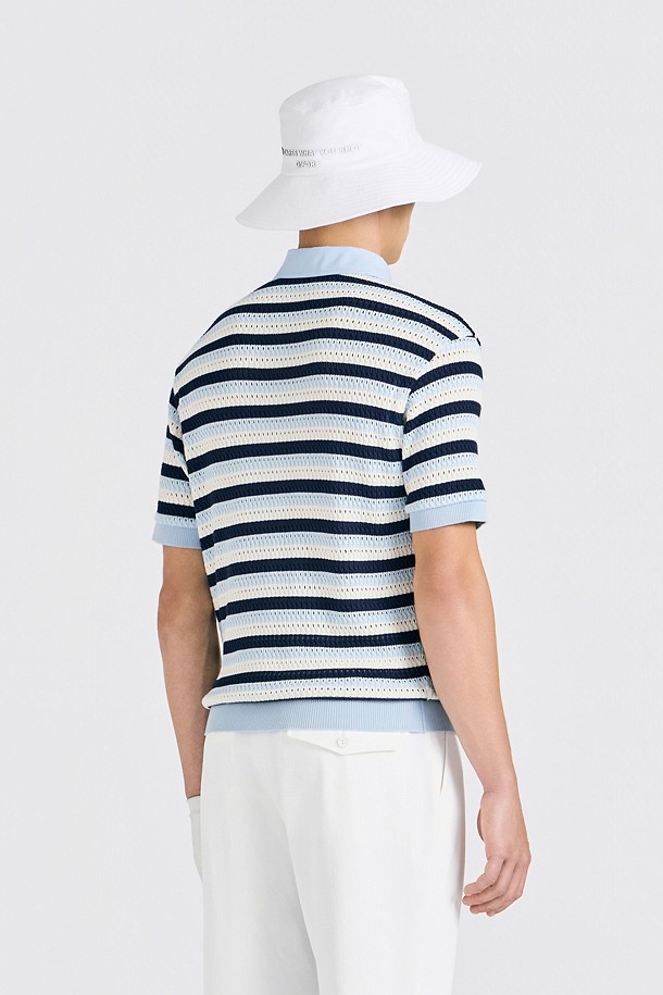 지포어-MEN APPAREL-CROCHET STRIPED POLO(MEN)