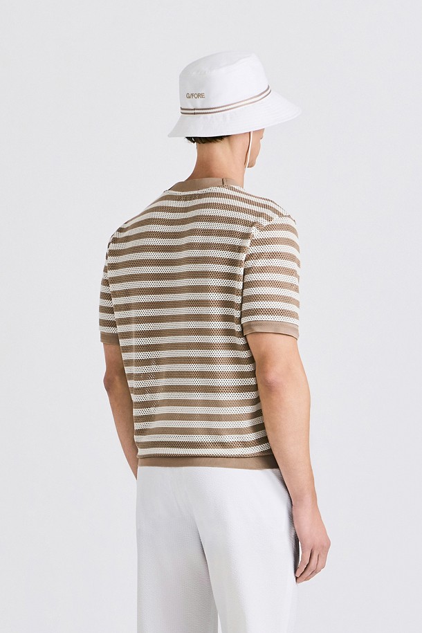 지포어-MEN APPAREL-MESH STRIPED T-SHIRT(MEN)					 					 					
