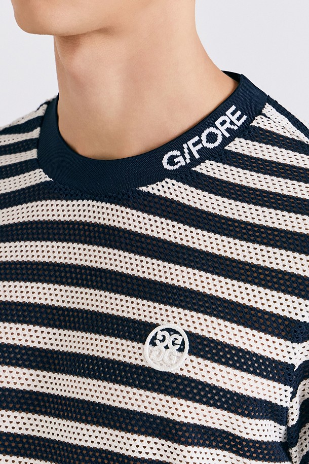 지포어-MEN APPAREL-MESH STRIPED T-SHIRT(MEN)					 					 					