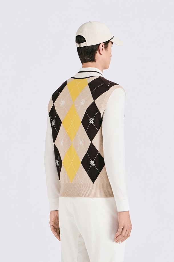 지포어-MEN APPAREL-ARGYLE PATTERN KNIT VEST(MEN)					 					 					